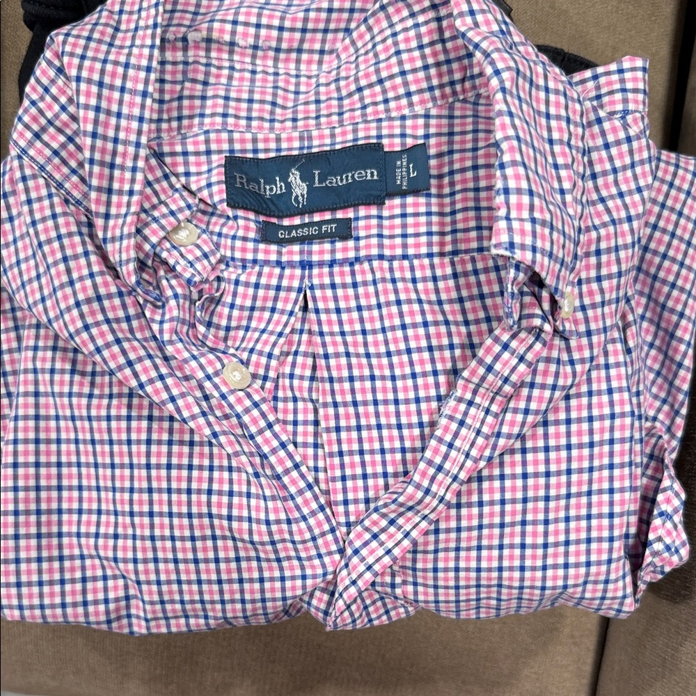 Ralph Lauren Men's Casual Checkered Shirt - Pink and Blue